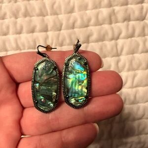 Kendra Scott  Abalone Shell Gun metal Drop Earrings
